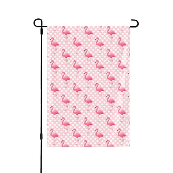 Easygdp Cute Flamingo with Heart Garden Flag Yard Flag Welcome Flag, Double-Sided, Weather Resistant for Outdoor Decor - 28"x40"