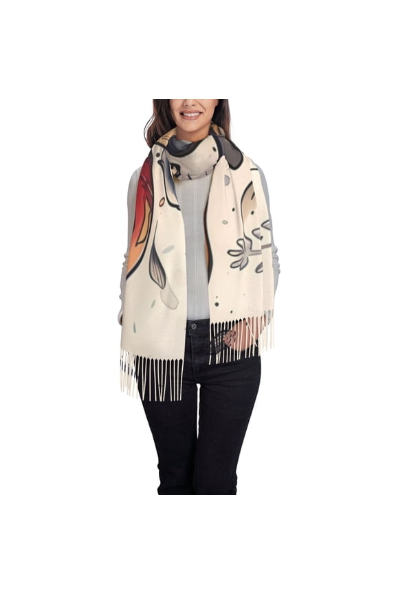Cute Forest Mushrooms Women's Scarf Womens Winter Scarf, Fashion Scarfs for Women, Shawls and Wraps, Long Blanket Scarf