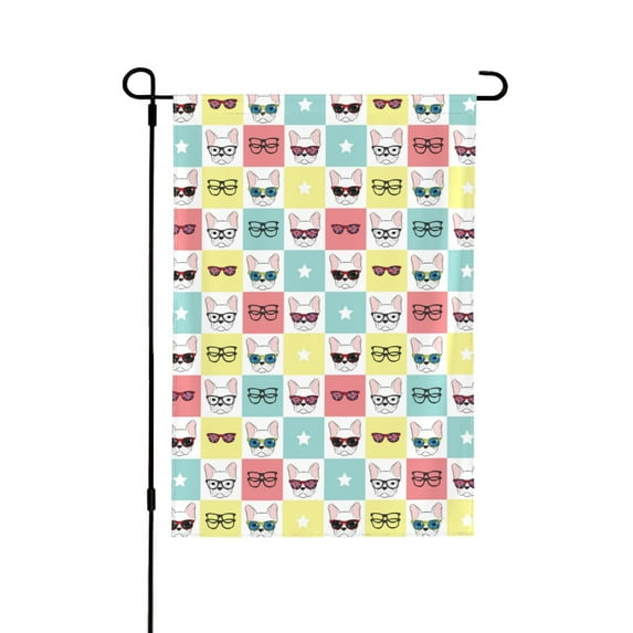 Easygdp Cute French Bulldog Garden Flag Yard Flag Welcome Flag, Double-Sided, Weather Resistant for Outdoor Decor - 12.5"x18"