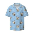 thumbnail image 1 of Easygdp Cute French Bulldog Men's Casual Short-sleeved Shirt with Pocket and Button Suitable for Beach Vacation Leisure - 3X-Large, 1 of 7