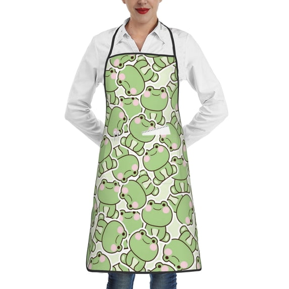 Easygdp Cute Frog Apron Waterdrop Resistant with 2 Pockets,Oil Resistant Cooking Kitchen Chef Apron for Women Men