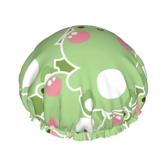 Easygdp Cute Frog2 Shower Caps for Women, Double Waterproof Layers Shower Cap, Quick Drying Bath Hair Cap Reusable