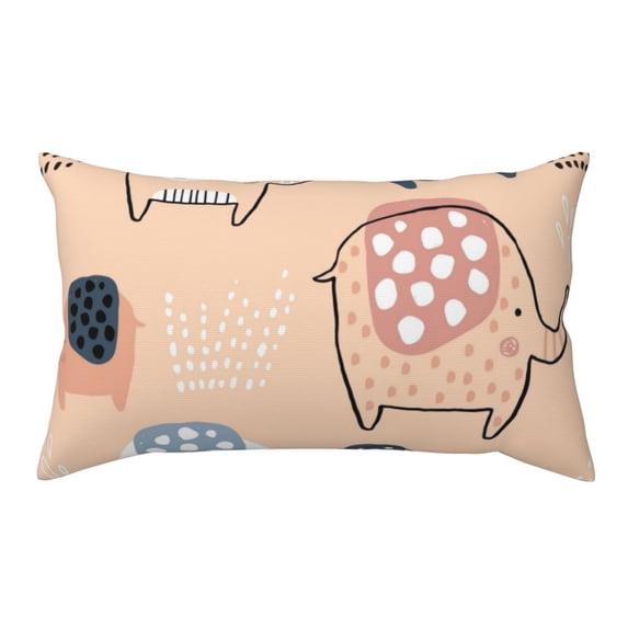 Easygdp Cute Ink Drawn Elephants Envelope Closure Pillowcase - 20x36in, Queen Pillowcase, Breathable, Stain-Resistant, Wrinkle-Free