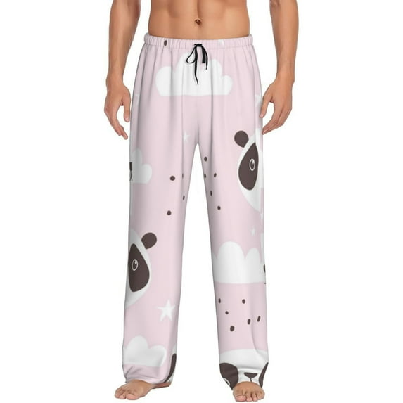 Easygdp Cute Panda Men's Pajama Pant, Sleep Elastic Waistband Lounge Pants - XX-Large