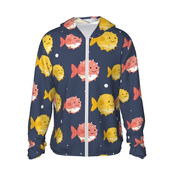Easygdp Cute Puffer Fish Lightweight Long Sleeve Sun Shirt Sports long-Sleeved Sun Protective Clothing, Quick Drying Breathable - Medium