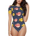 thumbnail image 1 of Easygdp Cute Puffer Fish Women's One-Piece Swimsuit Slim Fit Crew Neck Bodysuit Athletic Swimwear with Concealed Buckle - Small, 1 of 9