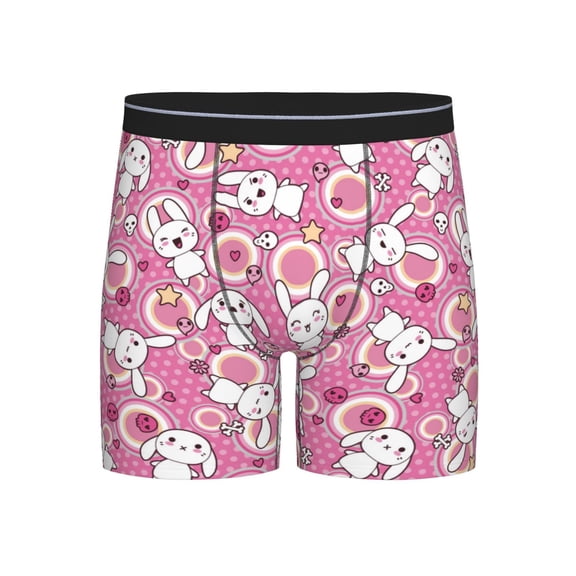 Easygdp Cute Rabbit Men's Boxer Briefs Men’s Underwear Boxer Briefs for Men