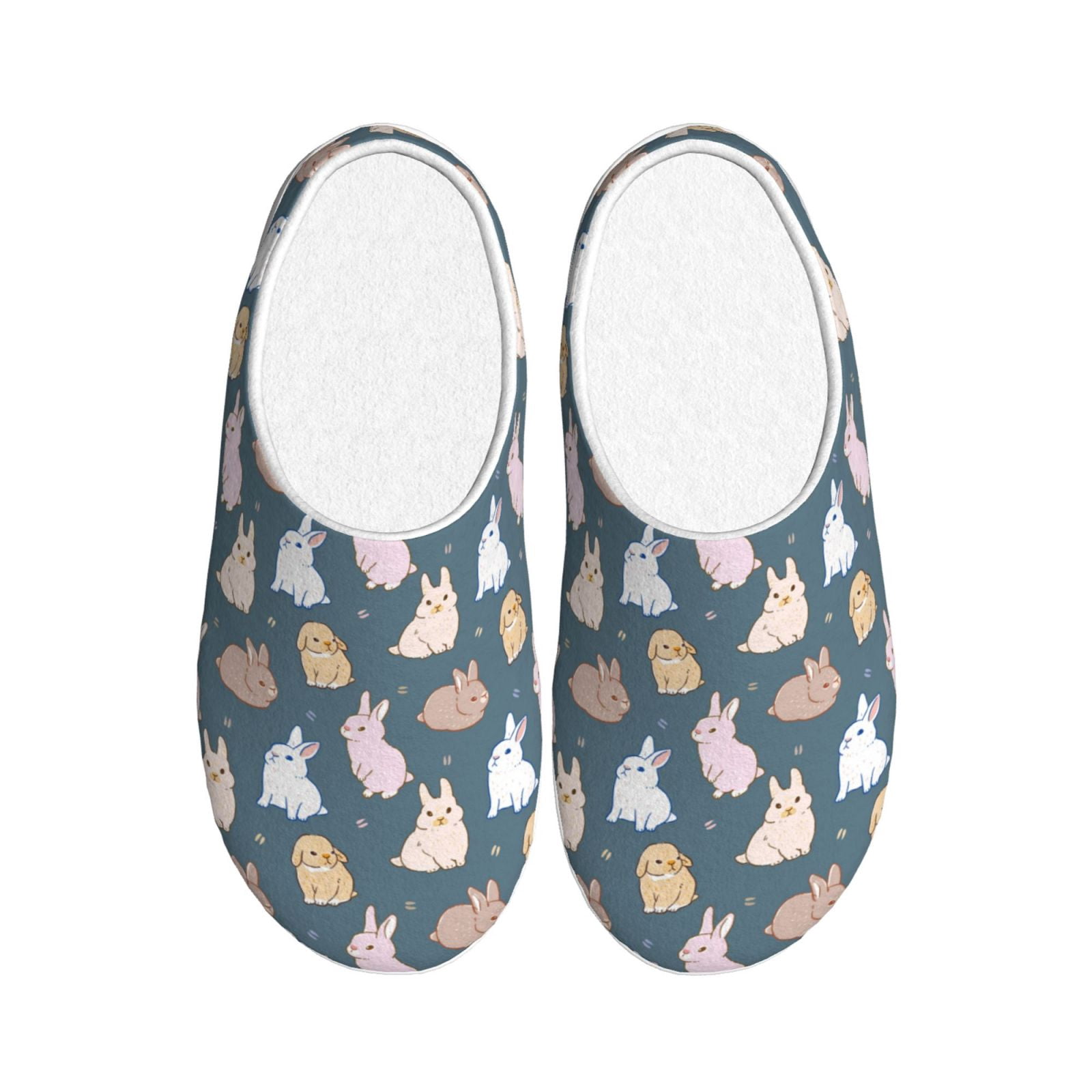 Easygdp Cute Rabbit Slippers for Women Mens Winter Warm Home Slippers ...