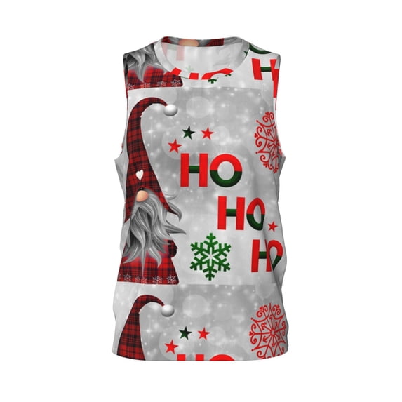 Easygdp Cute Santa Men's Mesh Basketball Jersey Quick Drying Sleeveless Shirts Fitted Muscle Tank Tops Sport Round Neck T-Shirt - Large
