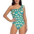 thumbnail image 1 of Easygdp Cute Shiba1 Women's One Shoulder Ruffle Monokini Bathing Suits with Removable Chest Pad, Quick Drying - Large, 1 of 8