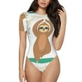 thumbnail image 1 of Easygdp Cute Sloth In Yoga Pose Tree Women'S Waist-Cinching Short-Sleeved Onesie, Olastic Onesiet,Snaps At Bottom,Easy To Put On And Take Off - X-Large, 1 of 9
