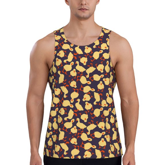 Easygdp Cute Small Farm Birds Men's Tank Top, Sleeveless Muscle T Shirts, Breathable, Quick-Dry, Loose for Gym, Running, Fitness - 3X-Large