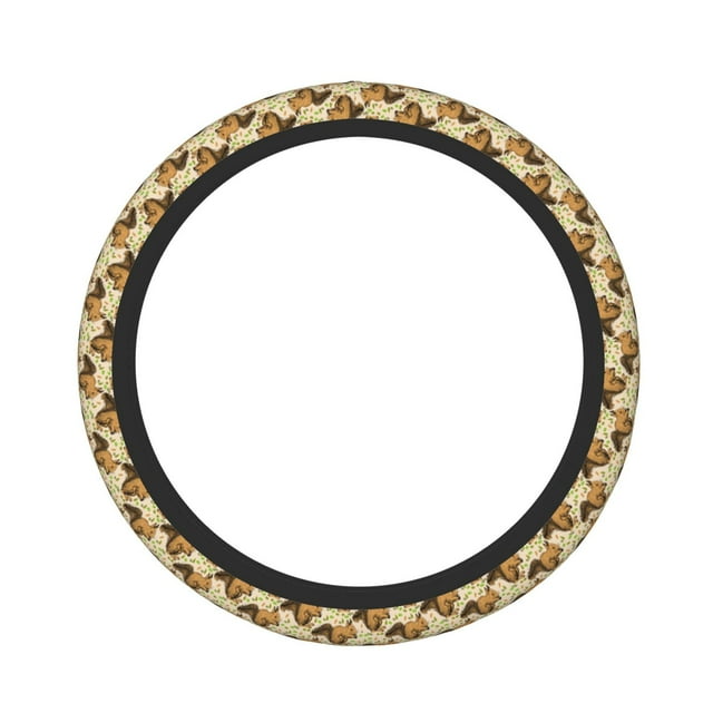 Easygdp Cute Squirrel with Green Leaves Elastic Steering Wheel Cover