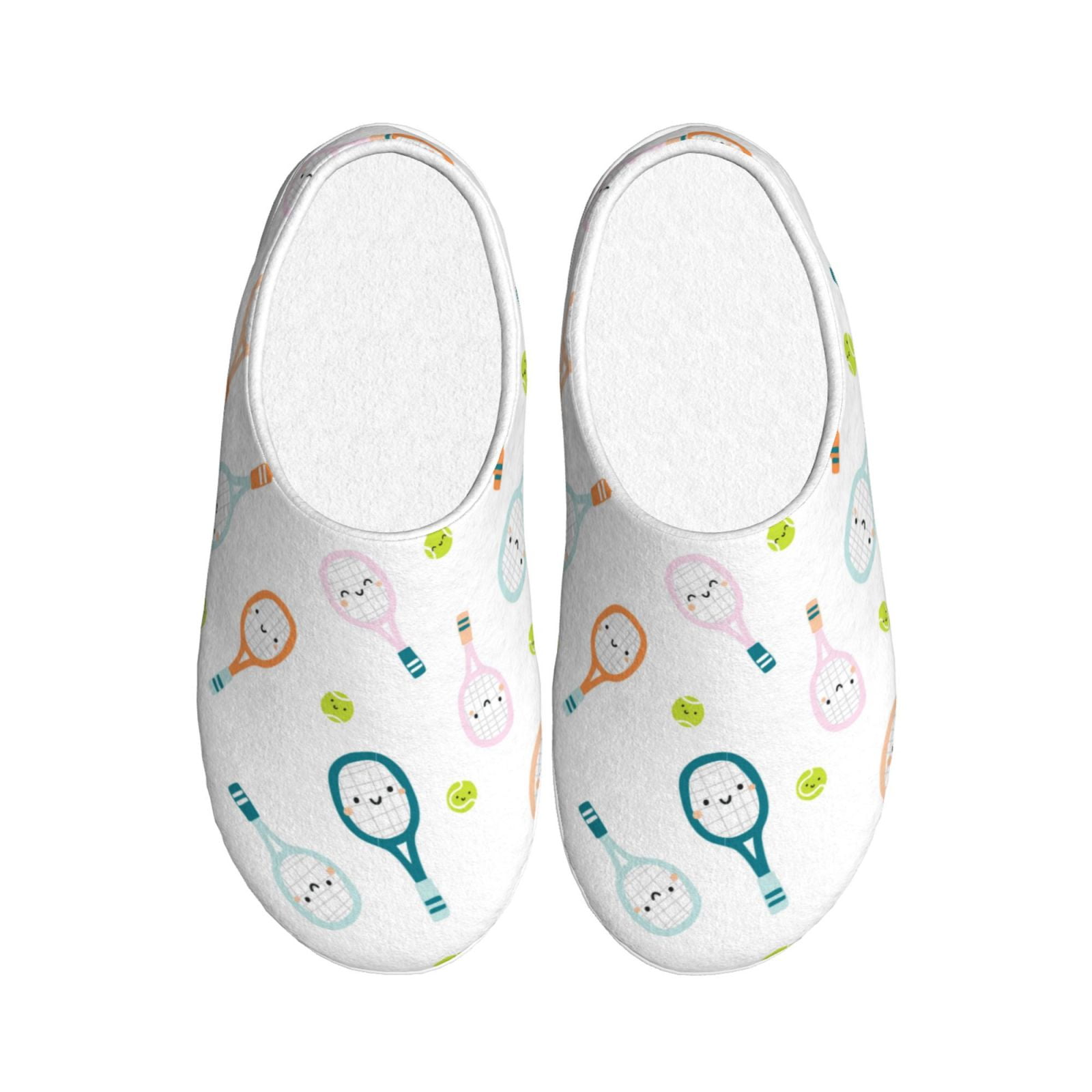 Easygdp Cute Tennis Rackets Slippers for Women Mens Winter Warm Home ...