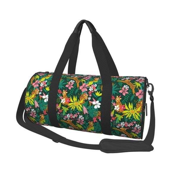 Easygdp Cute Tribal Leopards Travel Bag, Camping, Weekend, Carry On Overnight Duffel Bag with Shoulder Strap