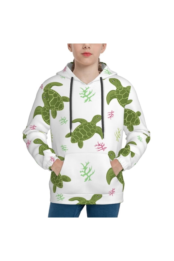 Cute Turtle Boys Hoodie Kids Sweatshirt Youth Pullover With Hood-Medium