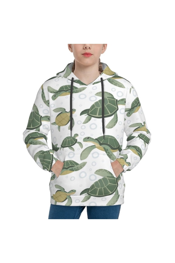 Cute Turtle Boys Hoodie Kids Sweatshirt Youth Pullover With Hood-Medium