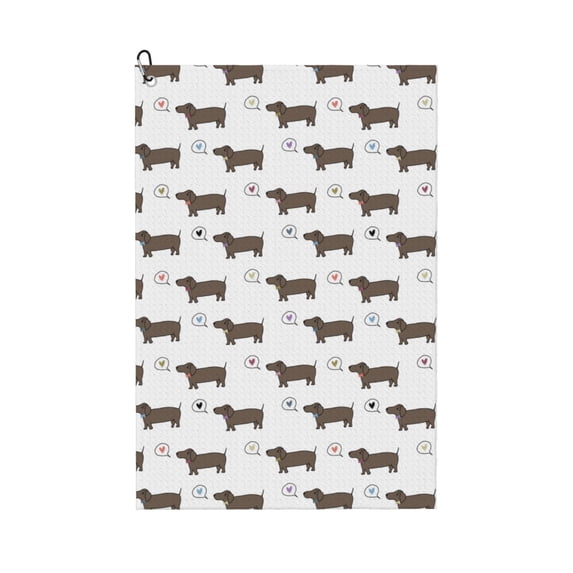 Easygdp Dachshund Dog Puppy Golf Towel 24x16in for Men and Women with Carabiner Clip for Easy Attachment