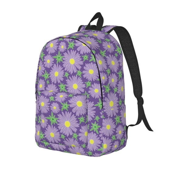 Easygdp Daisies Flowers Durable Canvas Laptop Backpack,Water-Resistant,Adjustable Shoulder Strap,Large Capacity,Lightweight, Fits 15-17in Laptops for School,Work,Travel-Small
