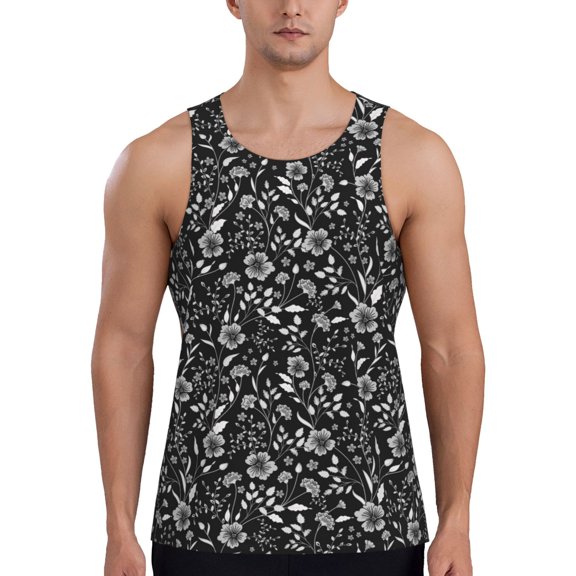 Easygdp Daisies Flowers Men's Tank Top, Sleeveless Muscle T Shirts, Breathable, Quick-Dry, Loose for Gym, Running, Fitness - 4X-Large