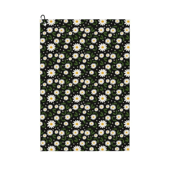 Easygdp Daisy Golf Towel 24x16in for Men and Women with Carabiner Clip for Easy Attachment