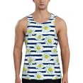 thumbnail image 1 of Easygdp Daisy Striped Nautical Men's Tank Top, Sleeveless Muscle T Shirts, Breathable, Quick-Dry, Loose for Gym, Running, Fitness - Medium, 1 of 9