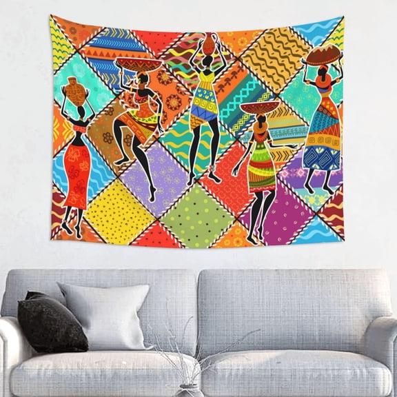 Easygdp Dancing African Womans Tapestrys Boutique Decor Wall Hanging for Living Room Bedroom Office Decor 29x37in