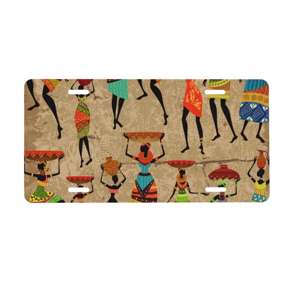 Easygdp Dancing African Women License Plate Car Front License Plate Car Decoration Car Accessories Front Tag Plate Standard Size
