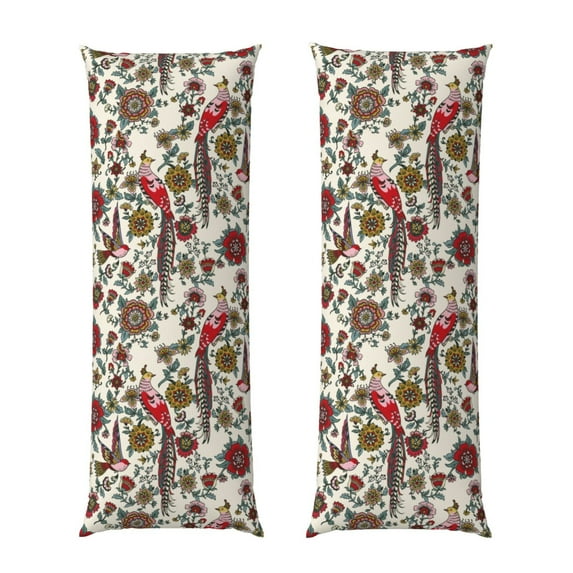 Easygdp Dark Enchanted Flowers And Birds Long Body Pillowcase - Super Soft Microfiber Body Pillow Case - Envelope Closure, Cool, Anti-Fading- 20x54 in
