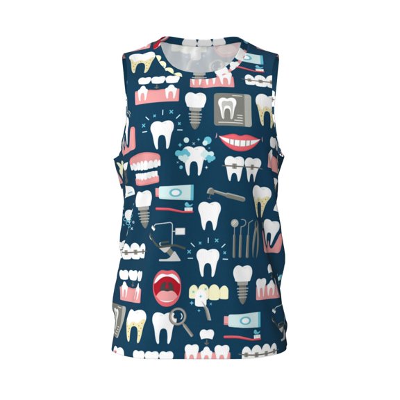 Easygdp Dental Men's Mesh Basketball Jersey Quick Drying Sleeveless Shirts Fitted Muscle Tank Tops Sport Round Neck T-Shirt - Small