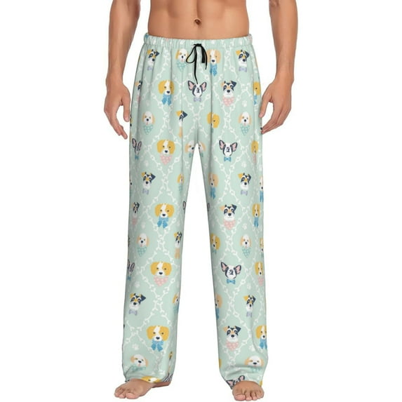 Easygdp Different Breeds of Dogs Men's Pajama Pant, Sleep Elastic Waistband Lounge Pants - XX-Large