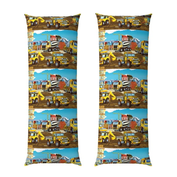 Easygdp Different Construction Site Vehicles Long Body Pillowcase - Super Soft Microfiber Body Pillow Case - Envelope Closure, Cool, Anti-Fading- 20x54 in