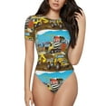 thumbnail image 1 of Easygdp Different Construction Site Vehicles Women's One-Piece Swimsuit Slim Fit Crew Neck Bodysuit Athletic Swimwear with Concealed Buckle - XX-Large, 1 of 9