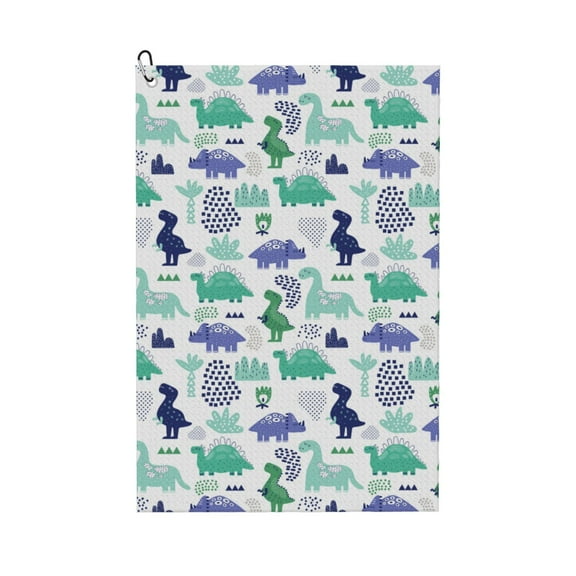 Easygdp Dinosaur Golf Towel 24x16in for Men and Women with Carabiner Clip for Easy Attachment