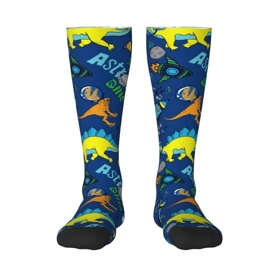 Easygdp Dinosaur In Space Fashionable Adult Sockings&Sports Sockings&Breathable Sockings, Non-Pilling,Contrasting Color Design