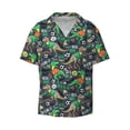 thumbnail image 1 of Easygdp Dinosaur Plays Soccer Men's Casual Short-sleeved Shirt with Pocket and Button Suitable for Beach Vacation Leisure - X-Large, 1 of 7