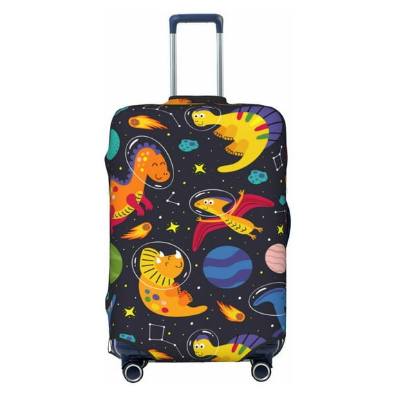 Easygdp Dinosaurs In Space Double-Sided Printed Elastic Suitcase Protective Cover,Invisible Zipper, Business Trip Luggage Cases,Washable And Resistant To Falling -Medium
