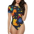thumbnail image 1 of Easygdp Dinosaurs In Space Women'S Waist-Cinching Short-Sleeved Onesie, Olastic Onesiet,Snaps At Bottom,Easy To Put On And Take Off - Medium, 1 of 9