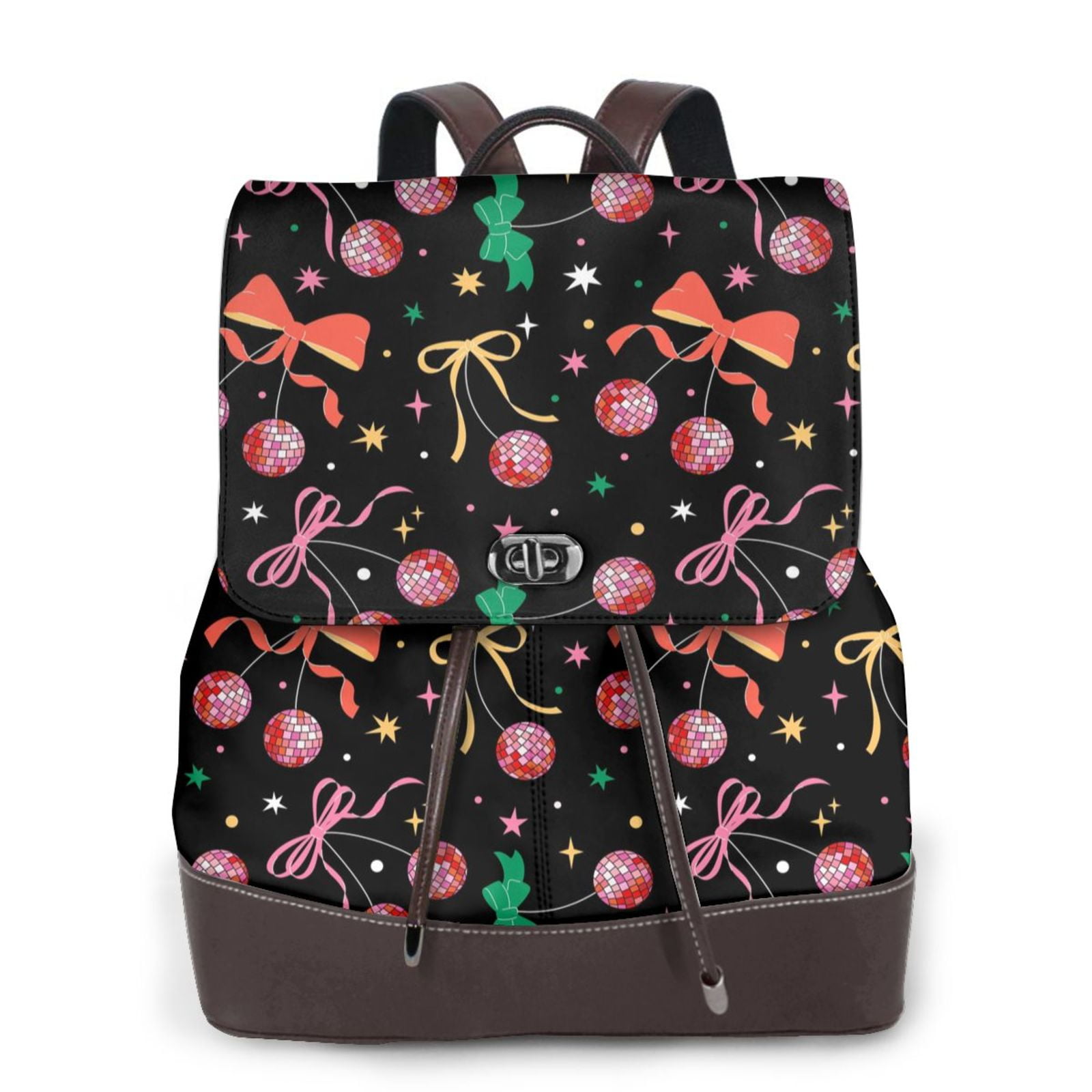 Easygdp Disco Mirror Ball Leather Backpack Purse Ladies Shoulder Bag