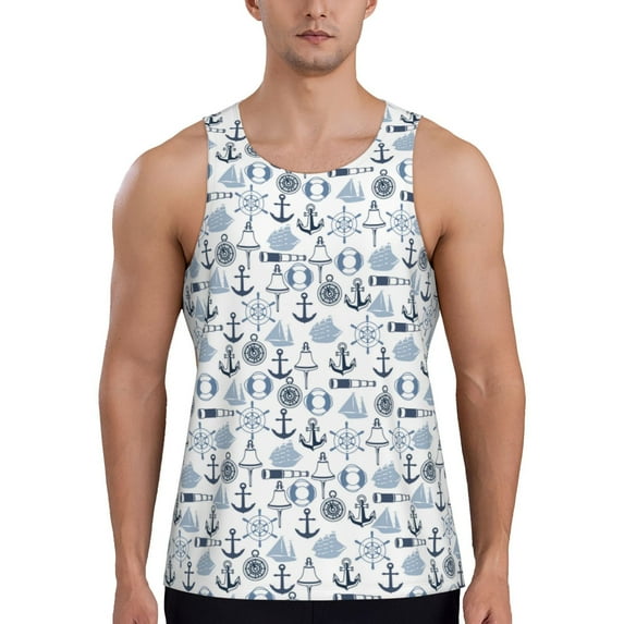 Easygdp Dock Rudder Men's Tank Top, Sleeveless Muscle T Shirts, Breathable, Quick-Dry, Loose for Gym, Running, Fitness - 4X-Large
