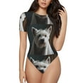 thumbnail image 1 of Easygdp Dog Wrapped in Towel 1 Women's One-Piece Swimsuit Slim Fit Crew Neck Bodysuit Athletic Swimwear with Concealed Buckle - Medium, 1 of 9