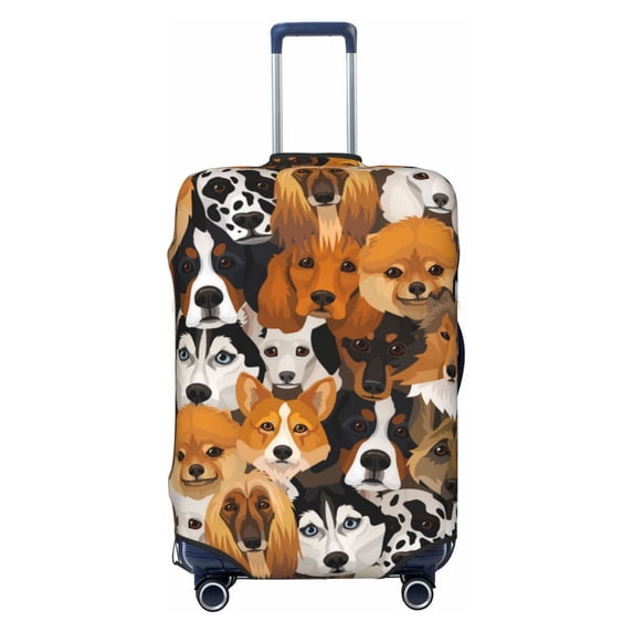 Easygdp Dogs Different Breeds Double-Sided Printed Elastic Suitcase Protective Cover,Invisible Zipper, Business Trip Luggage Cases,Washable And Resistant To Falling -Large