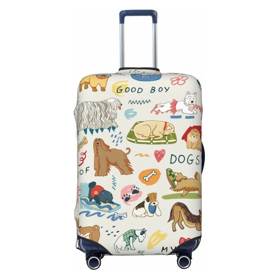 Easygdp Dogs Funny Pets Double-Sided Printed Elastic Suitcase Protective Cover,Invisible Zipper, Business Trip Luggage Cases,Washable And Resistant To Falling -Medium