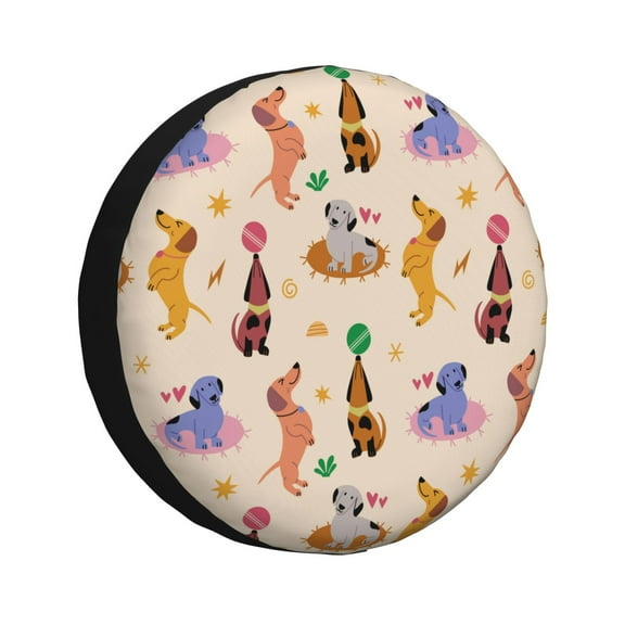 Easygdp Dogs In Different Poses Wheel Cover,Spare Tire Cover,4-17in Spare Tire Cover Universal Fit for Trailer, Car, Truck, SUV, Jeep-14 inch
