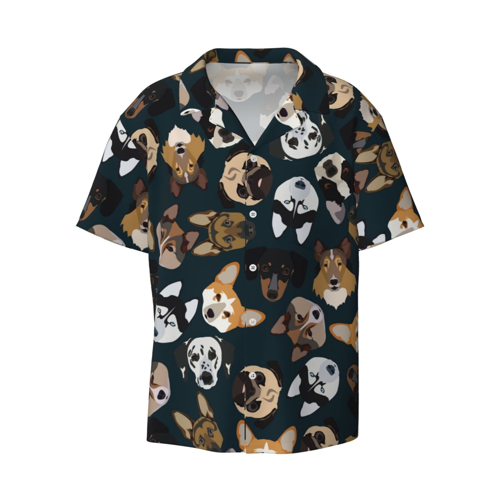 Easygdp Dogs Men's Casual Short-sleeved Shirt with Pocket and Button ...
