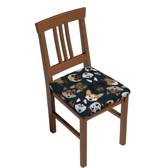 Easygdp Dogs Square Chair Cushion Cover Stretch Chair Seat Covers Removable Washable for Hotel, Bedroom, Office