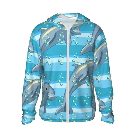 Easygdp Dolphin Lightweight Long Sleeve Sun Shirt Sports long-Sleeved Sun Protective Clothing, Quick Drying Breathable - 3X-Large