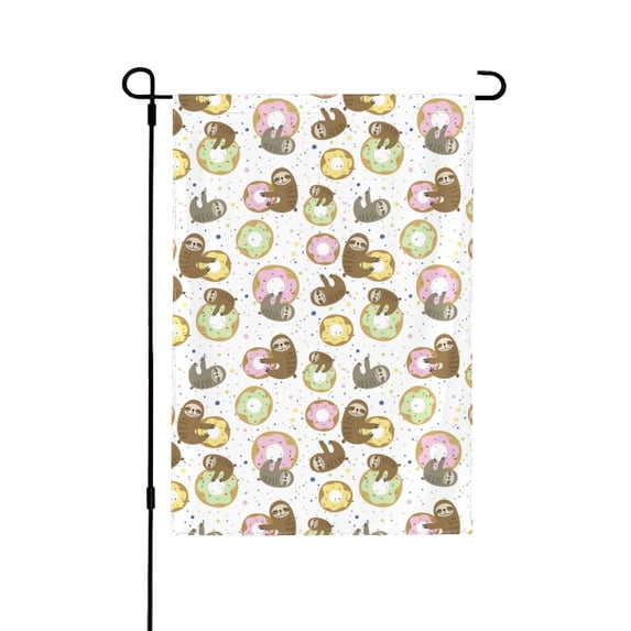 Easygdp Donut Sloth Garden Flag Yard Flag Welcome Flag, Double-Sided, Weather Resistant for Outdoor Decor - 28"x40"