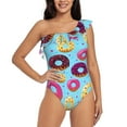 thumbnail image 1 of Easygdp Donuts Women's One Shoulder Ruffle Monokini Bathing Suits with Removable Chest Pad, Quick Drying - Medium, 1 of 8