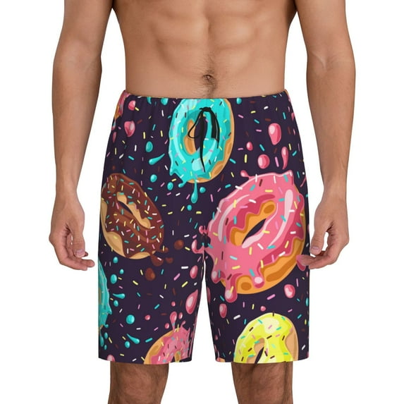 Easygdp Donuts1 Men's Short Pajama Pants, Sleep Shorts, Household Pants, Casual Pants with Pockets - X-Large